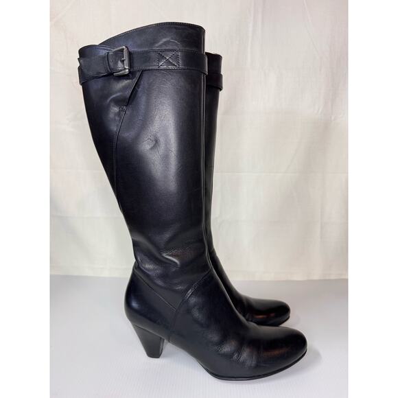 ECCO‎ Hope Knee High Boots Size 8.5/ 39 Black Leather Riding Equestrian Western - Picture 3 of 14